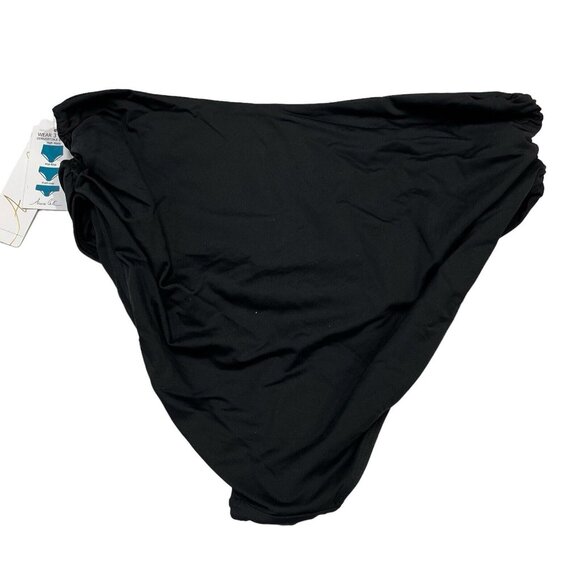 Anne Cole Bikini Bottom Womens XL Black Convertible High Waist Fold Over Shirred - Picture 2 of 6
